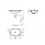 Ideal Standard Connect Oval montuojamas iš apačios 620 x 410,  E505001